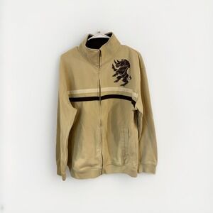 Ecko Unlimited Royal Rhino Jacket Mens Large Tan Brown Full Zip Y2K Performance